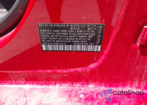 2014 Volkswagen Jetta 2.0L S from USA, damaged, VIN 3VW1K7AJ4EM410316